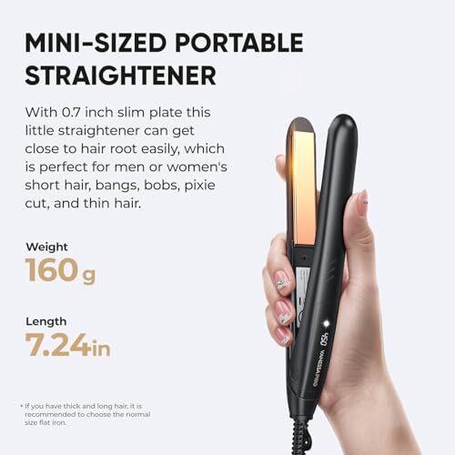 Mini Glätteisen Haarglätter, kleine Glätteisen für kurze Haare, Reise - Bild 4 von 8