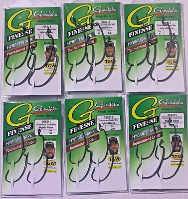 Gamakatsu G-Finesse Hybrid Worm Hook Matte Charcoal 4pk - Choose from 8 Sizes