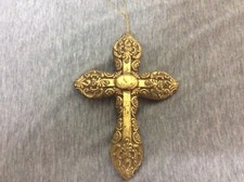 Vintage Ornate Gold Color Cross Christmas Ornament
