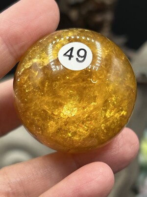 Natural Yellow Fluorite Sphere with Mica throughout Free ship & Gift