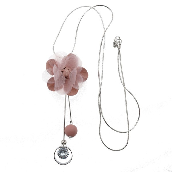 Kette Halskette Silber Modeschmuck BlüTe Organza Strass AnhäNger Rose Vintage-image