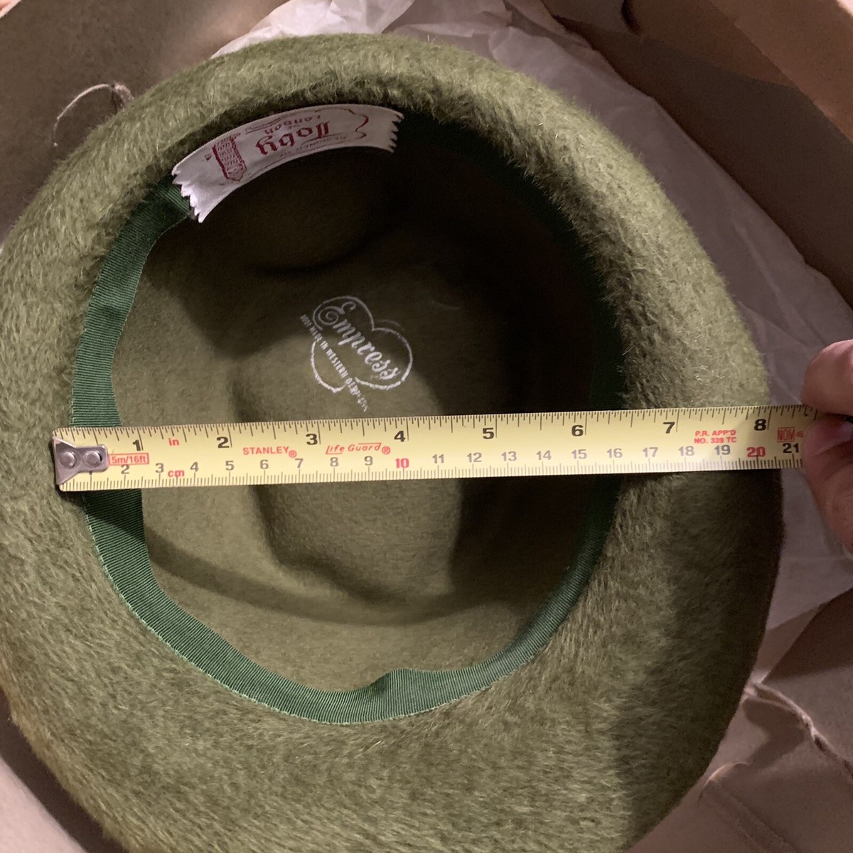 Vintage Original TOBY OF LONDON Hat Green Faux Fur Felt 