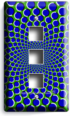 MOVING OPTICAL ILLUSION BLUE CIRCLES LIGHT SWITCH OUTLET WALL PLATES GEEK DECOR