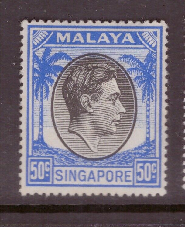 Singapore 1948 King Popular popular George VI 50c perf x hin SG Bombing free shipping 27 18 17½ mint