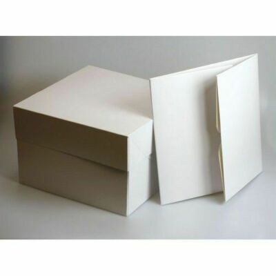 Kuchenboxen 8'' , 10'' & 12'' Zoll mit Deckel, Hochzeit/Geburtstag/Weiß (6 Zoll hoch)