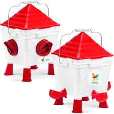 Lilyang Standing Chicken Feeders and Chicken Waterers, 2.5 Gallon Chicken Wa...