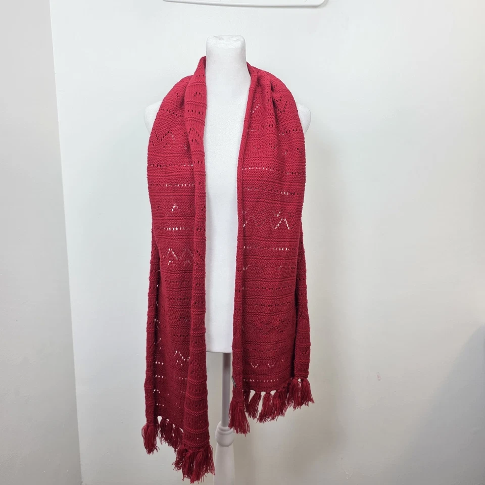 Roxy Rojo Borla Capas Cálido Exterior Lindo Versátil Informal Bufanda Foto 2 de 4