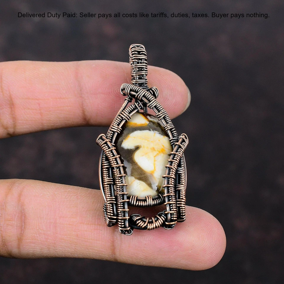 Oferta de Día de Acción de Gracias Natural Madera de Cacahuete Jaspe Cobre Colgante Aniversario Foto 4 de 4