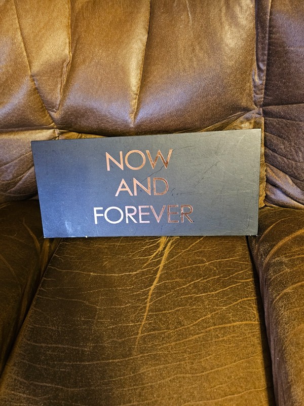 Wedding Sign "Now and Forever" Black and Rose Gold 12"x5.5" Hanging