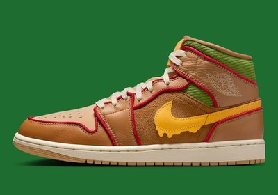 Mens SIZE 9 (W/10.5) Nike Air Jordan 1 SE Mid Cheeseburger IB7403-224 (RARE)