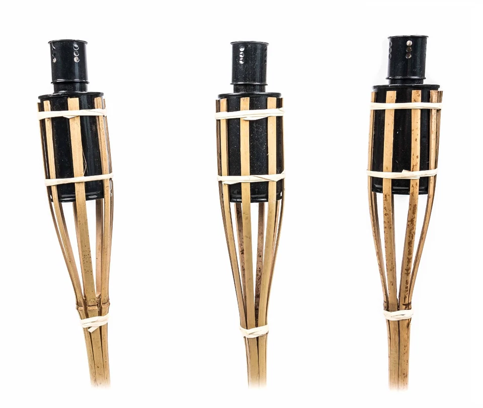 3er Set Bambusfackeln Gartenfackel Öllampe Garten Fackel Partyfackel Länge 63 cm - Bild 2 von 4