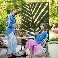 Outsunny Sichtschutz, Raumtrenner Mit Bananenblattmuster, 122 X 198 Cm Trennwand