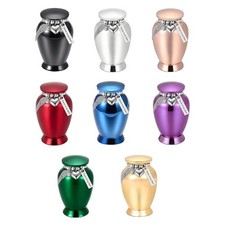 Small Pet Urn with Metal Body for Home Display and Shelf Use