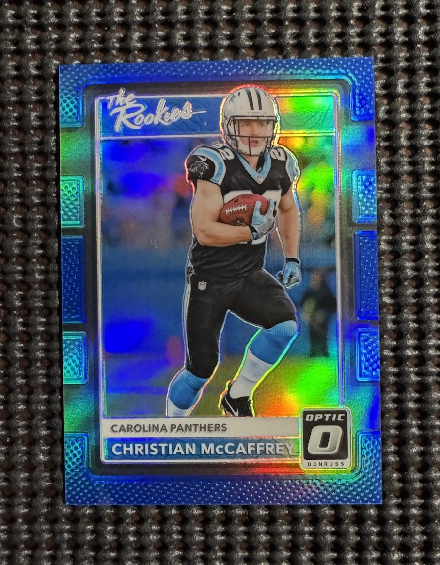 2017 Donruss Optic Christian McCaffrey The Rookies Blue Rookie /149 Color Match