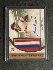 AARON NOLA 2025 TOPPS MUSEUM MOMENTOUS MATERIAL GU JUMBO LOGO PATCH AUTO 4/5