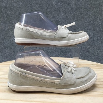 Keds Boat Shoes Women 8 Ortholite Moc-Toe Canvas Lace Up Casual Comfort Grey
