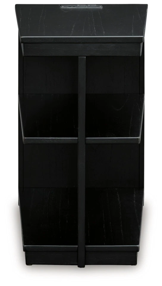 Современный приставной столик Winbardi с 2 полками и USB-портами, черный - Изображение 3 из 4