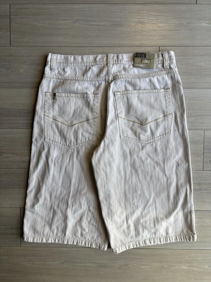 Pantalones Cortos De Colección Y2K Polo Sur Oficiales Sueltos Blancos Lavados Talla 38 Foto 4 de 4