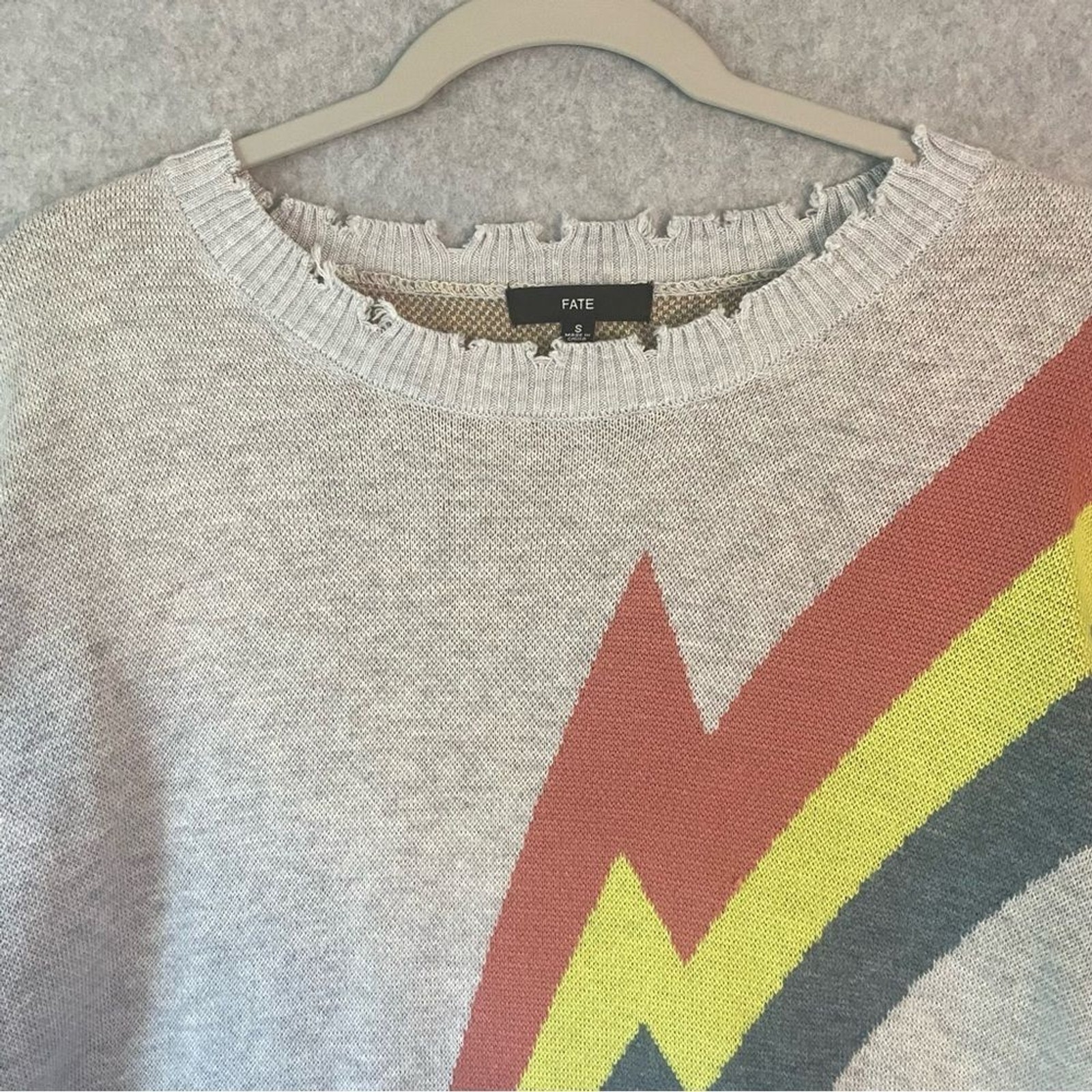 FATE multicolor, distressed pullover gray Lightni… - image 4