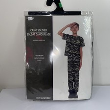 Camo Army Soldier Costume Camouflage Child Boys Medium Military Costume 2 Pc Set