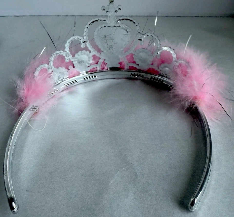 Tiara Princesa Adorno Plata Rosa Gema Corona Decoración Exhibición Disfraces Foto 4 de 4