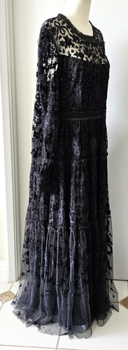 Needle & Thread Long Sleeve Black Gown Maxi Dress Size 12 - Picture 4 of 18