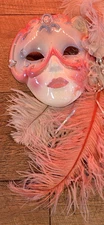 Vintage Clay Art ~ SF USA ~ 1/92 ~ Ceramic Face Mask 🎭 Flapper Girl  ~ 8”