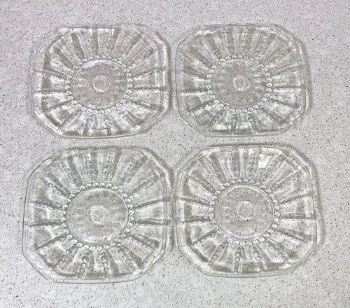 Federal Glass Columbia Clear Square 6 Inch Bread & Butter Plates - Set of 4