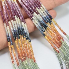 2.5mm Multi Sapphire Faceted Rondelle Gemstone Beads, AAA Natural Sapphire 16"
