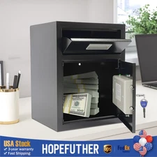 Digital Safe Box Deposit Safe with Drop Slot Passwords & Keys For Home Office
