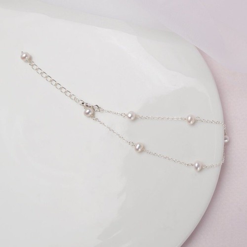 Freshwater Pearl Bracelet with S925 Silver Chain, Bridal Bridesmaid Wedding Gift - Bild 5 von 7