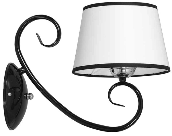 Wandlampe Wandleuchte Stoff Schirm Schwarz Weiß E27 T: 30 Cm Schlafzimmer-image