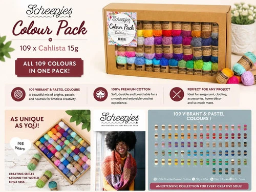 Scheepjes Cahlista Colour Pack 109 x 15g Cotton Yarn Mini Skeins Set image 2