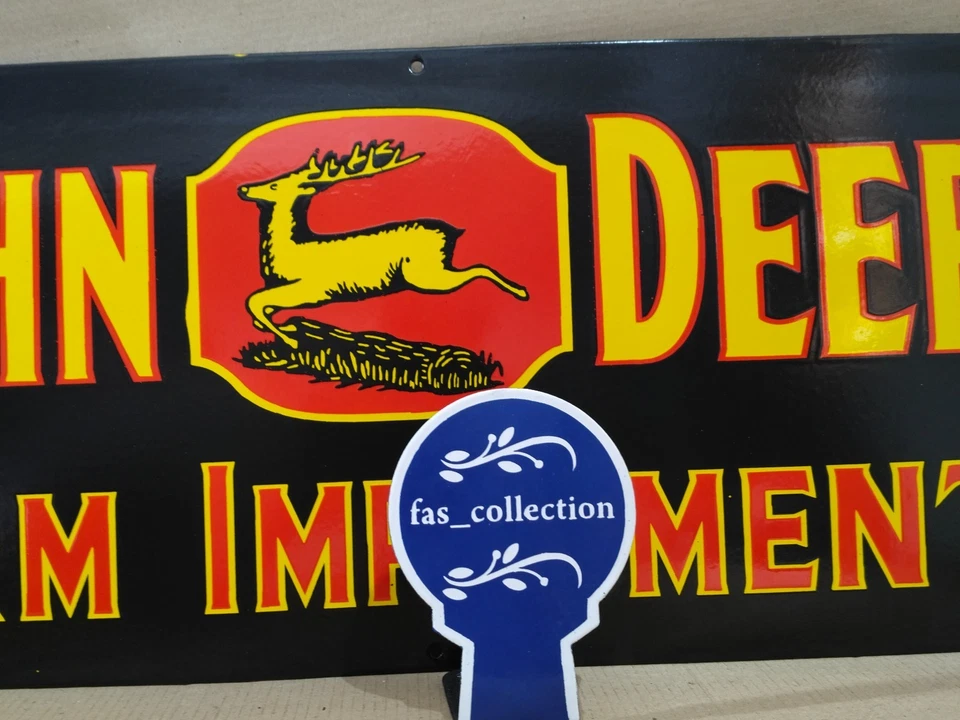 John Deere Farm Implements Porcelain Enamel Sign 36 x 15 Inches 1 Sided - Image 3 of 4