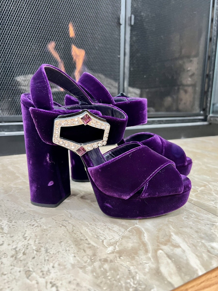 PRADA＊Velvet platform sandals ベルベットサンダル 95mm＊送込