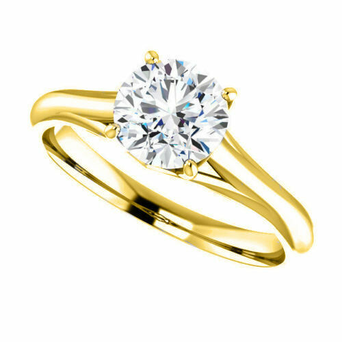 14K Yellow Gold 1 CT Forever Brilliant Moissanite Solitaire Engagement Ring - Picture 1 of 1