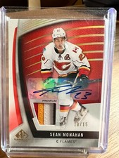 2017-18 SP Game Used Red Spectrum Premium Materials /15 Sean Monahan #14 Auto