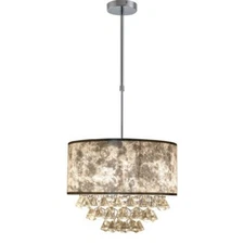 HOMCOM Modern Crystal Chandelier Light with Adjustable Hanging Pole, Ceiling-Con