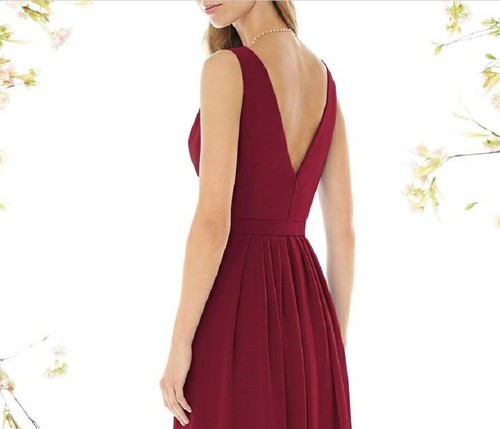Dessy 8157...Special Occasion / V Neck Dress....Burgundy...Size 0...NWT - Picture 4 of 6