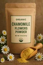 Organic Chamomile Flower Powder - 100% Pure, Non-GMO, Calming Herbal Supplement