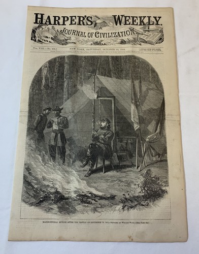 1864 magazine engraving~MAJOR GENERAL BENJAMIN FRANKLIN BUTLER AFTER BATTLE