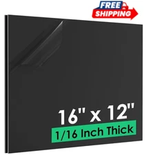 ABS Plastic Sheet 1/16 Inch Thick - 16" X 12", 2 Pack Black Plastic Sheet Rigid