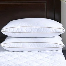 2PCS Medium Firm Feather Pillows for Sleeping Oval Gusseted Down Pillows