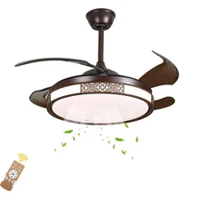 42in LED Chandelier Ceiling Fan Light 6-Speed 4 Blades with Remote Control