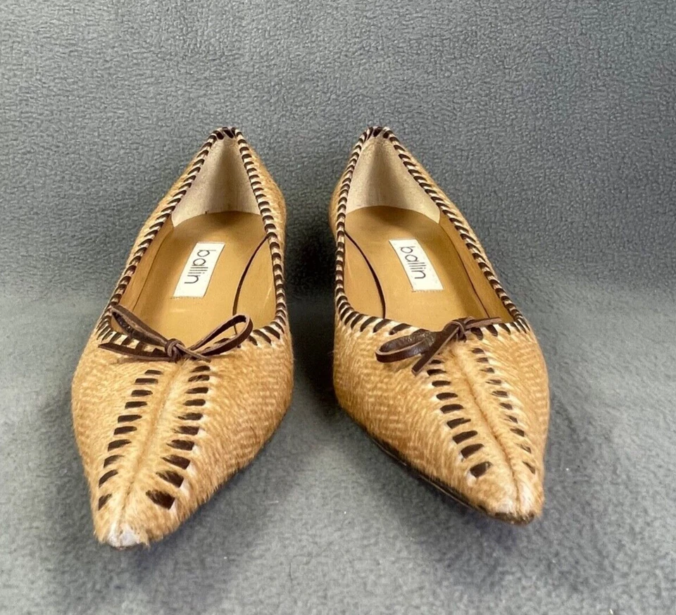 Zapatos de salón Ballin para mujer 6,5 cuero curativo para gatito lazo cosido lujo Italia 36,5 Foto 2 de 4