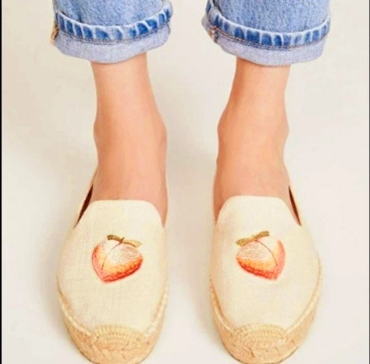 Soludos Peach Bum Smoking Slipper Platform Espadrilles Size 10 New