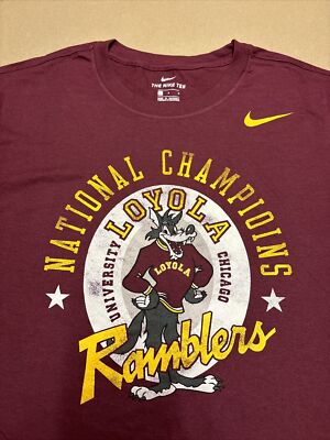 New THE NIKE TEE LOYOLA UNIVERSITY CHICAGO Ramblers T-SHIRT Mens L Maroon Large