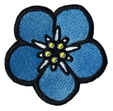 Masonic Forget Me Not Flower Fully Embroidered Sew or Iron on Patch (A)