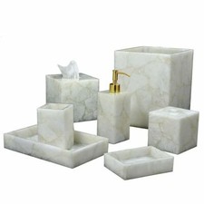 7 pcs White Quartz Bath Accessories Set / Vanity Set Home Decor