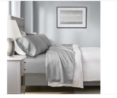 Queen 1000 Thread Count Cotton Blend Cooling 4pc Sheet Set Gray